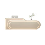 Minimalist Curved Reception Desk with LED Ambient Lighting, Beige, White & Gray Options | ArvionFurn