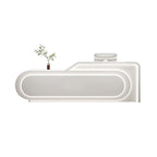 Minimalist Curved Reception Desk with LED Ambient Lighting, Beige, White & Gray Options | ArvionFurn