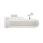 Minimalist Curved Reception Desk with LED Ambient Lighting, Beige, White & Gray Options | ArvionFurn