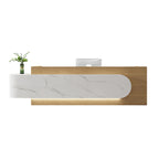 ArvionFurn Stainless Steel Reception Counter with Work & Storage Space, 120–400cm, Custom Logo