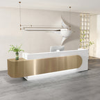 ArvionFurn Stainless Steel Reception Counter with Work & Storage Space, 120–400cm, Custom Logo