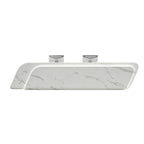 Large Reception Desk with LED Ambient Lighting, Lacquer & Stainless Steel Finish, 100–500cm | ArvionFurn