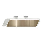 Large Reception Desk with LED Ambient Lighting, Lacquer & Stainless Steel Finish, 100–500cm | ArvionFurn