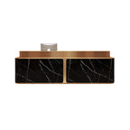 Marble-Look Stainless Steel Reception Desk with Drawers & Storage, 120–500cm | ArvionFurn