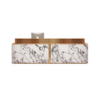 Marble-Look Stainless Steel Reception Desk with Drawers & Storage, 120–500cm | ArvionFurn