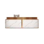 Marble-Look Stainless Steel Reception Desk with Drawers & Storage, 120–500cm | ArvionFurn