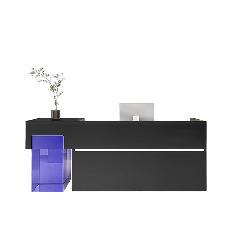 ArvionFurn Modern Stainless Steel Reception Counter with Acrylic & MDF, 150–400cm, Custom Logo