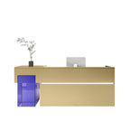 ArvionFurn Modern Stainless Steel Reception Counter with Acrylic & MDF, 150–400cm, Custom Logo