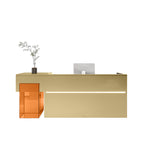 ArvionFurn Modern Stainless Steel Reception Counter with Acrylic & MDF, 150–400cm, Custom Logo