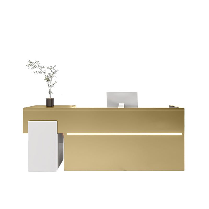 ArvionFurn Modern Stainless Steel Reception Counter with Acrylic & MDF, 150–400cm, Custom Logo