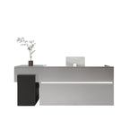 ArvionFurn Modern Stainless Steel Reception Counter with Acrylic & MDF, 150–400cm, Custom Logo