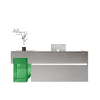 ArvionFurn Modern Stainless Steel Reception Counter with Acrylic & MDF, 150–400cm, Custom Logo