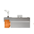 ArvionFurn Modern Stainless Steel Reception Counter with Acrylic & MDF, 150–400cm, Custom Logo