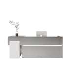 ArvionFurn Modern Stainless Steel Reception Counter with Acrylic & MDF, 150–400cm, Custom Logo