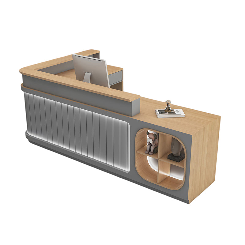 ArvionFurn L-Shaped Reception Counter with LED Lighting & Large Storage, 120–400cm