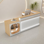ArvionFurn L-Shaped Reception Counter with LED Lighting & Large Storage, 120–400cm