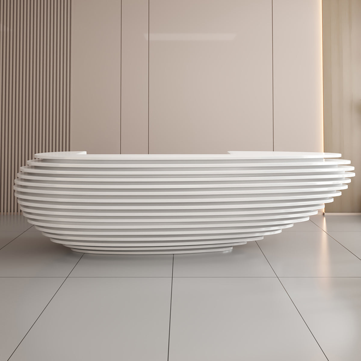 ArvionFurn Large White Lacquer Reception Desk with Multifunctional Storage for Hotels & Offices