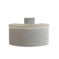 ArvionFurn Curved Reception Counter with Stone-Look Finish, LED Lighting & Wood-Grain Top, 120–400cm