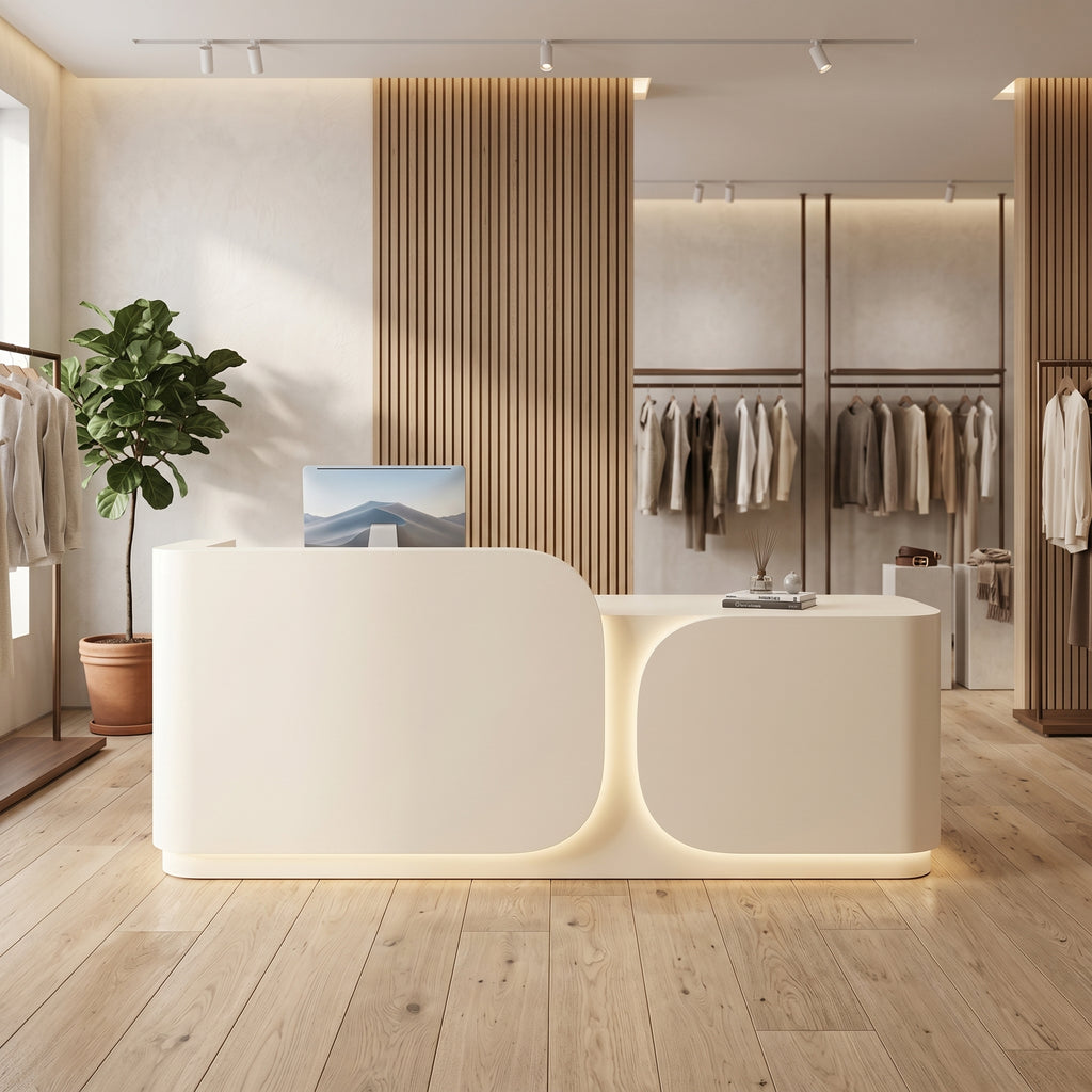 Modern Reception Desk for Salon Retail 100–400cm Custom Colors