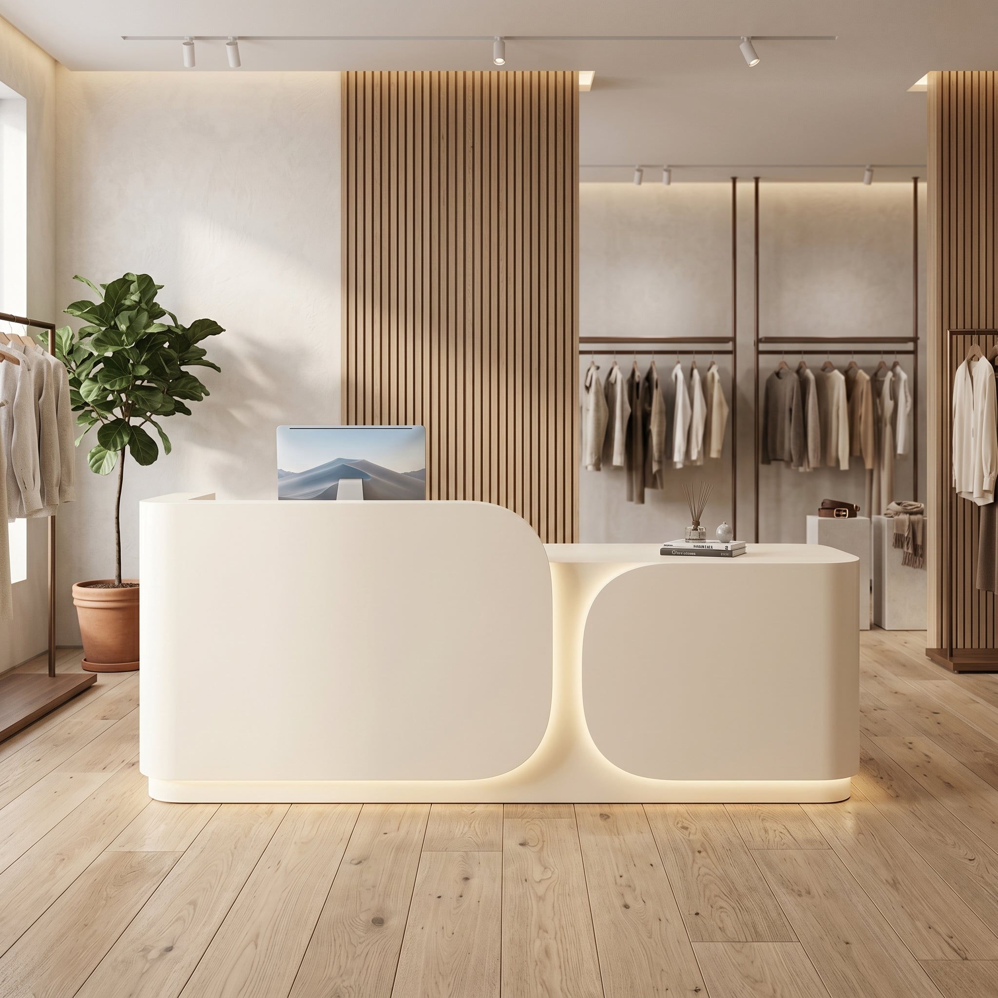 Modern Reception Desk for Salon Retail 100–400cm Custom Colors