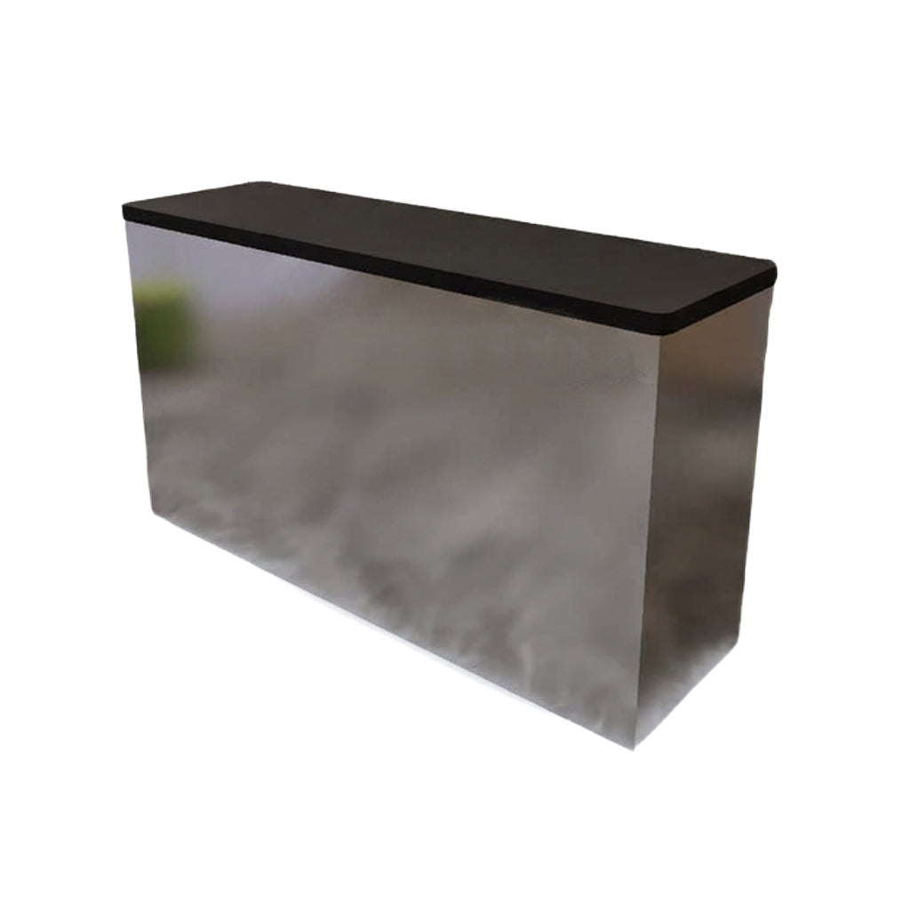 Stainless Steel Reception Desk 120–300cm with Wood Top Option