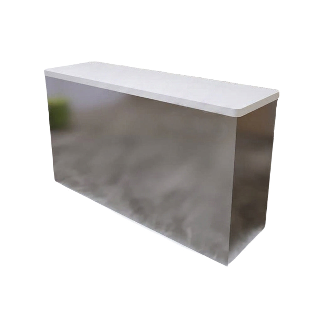 Stainless Steel Reception Desk 120–300cm with Wood Top Option