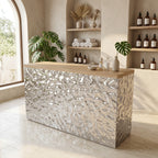 Stainless Steel Reception Desk 120–300cm with Wood Top Option