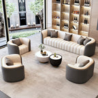 ArvionFurn Business Lounge Sofa Set with Coffee Table, Solid Wood Frame, 1–6 Seat Options