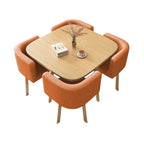 ArvionFurn Scandinavian Reception Table Set with 4 Chairs, Square Meeting Table, Multiple Styles