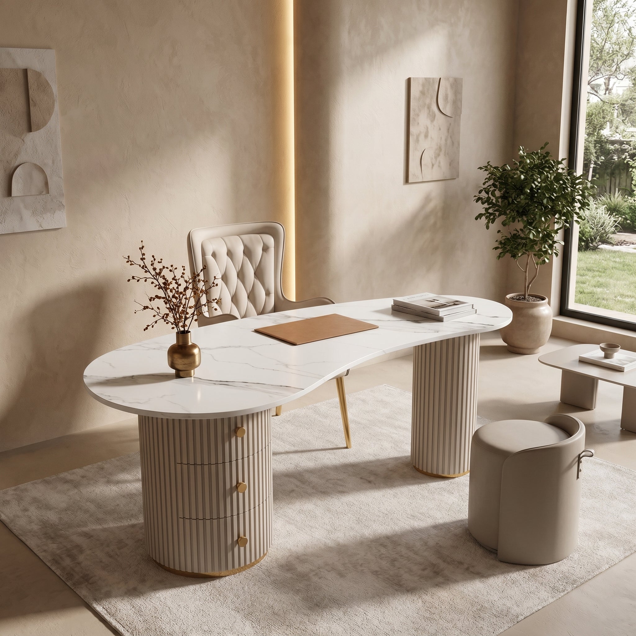 Luxury Salon Consultation Desk Modern Office Table with Chair Set