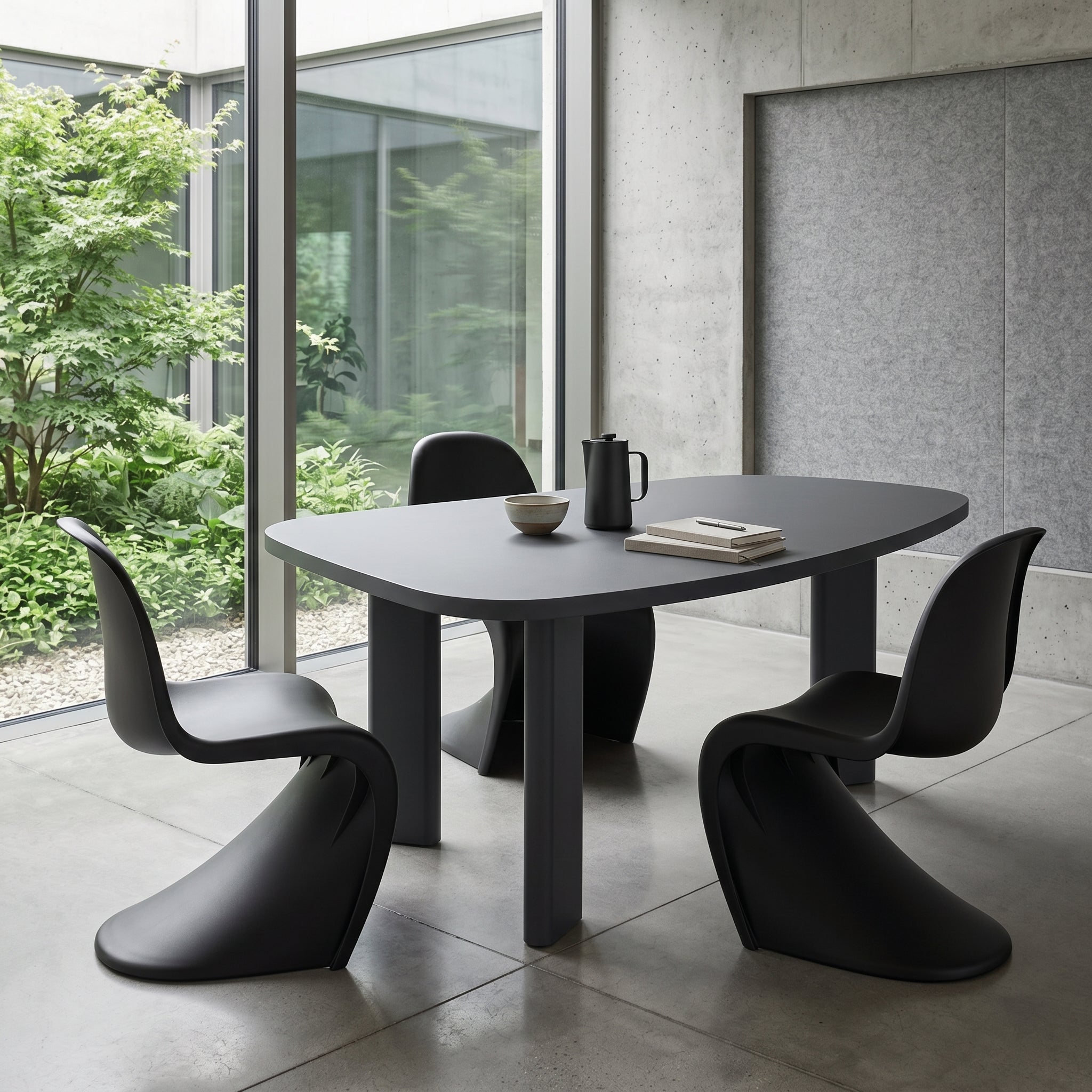 Solid Wood Office Desk Modern Irregular Table 120–220cm Black