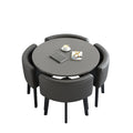 ArvionFurn Reception Table & 4 Chairs Set, Modern Round Meeting Table & Seating for Offices