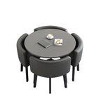 ArvionFurn Reception Table & 4 Chairs Set, Modern Round Meeting Table & Seating for Offices