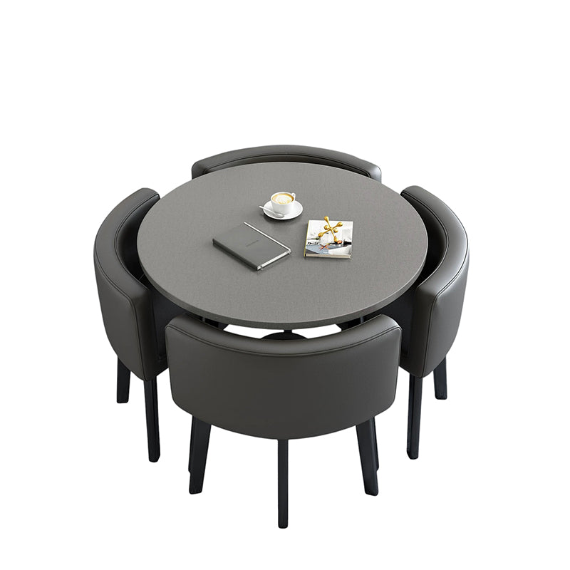 ArvionFurn Reception Table & 4 Chairs Set, Modern Round Meeting Table & Seating for Offices