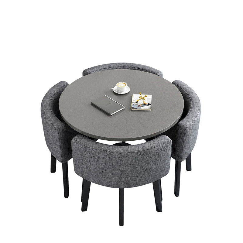 ArvionFurn Reception Table & 4 Chairs Set, Modern Round Meeting Table & Seating for Offices
