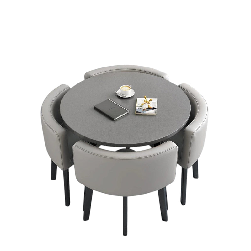 ArvionFurn Reception Table & 4 Chairs Set, Modern Round Meeting Table & Seating for Offices