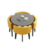 ArvionFurn Reception Table & 4 Chairs Set, Modern Round Meeting Table & Seating for Offices