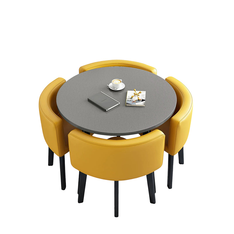 ArvionFurn Reception Table & 4 Chairs Set, Modern Round Meeting Table & Seating for Offices