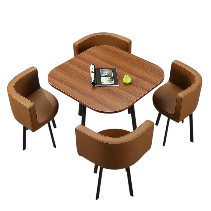 ArvionFurn Reception Table & 4 Chairs Set, Modern Round Meeting Table & Seating for Offices