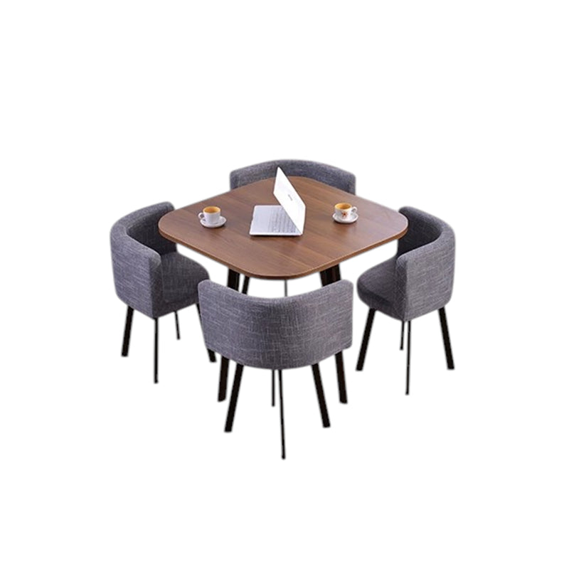 ArvionFurn Reception Table & 4 Chairs Set, Modern Round Meeting Table & Seating for Offices