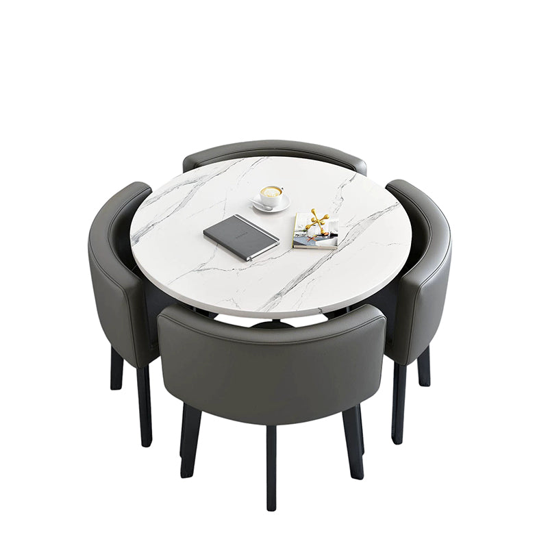 ArvionFurn Reception Table & 4 Chairs Set, Modern Round Meeting Table & Seating for Offices