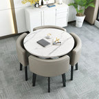 ArvionFurn Reception Table & 4 Chairs Set, Modern Round Meeting Table & Seating for Offices