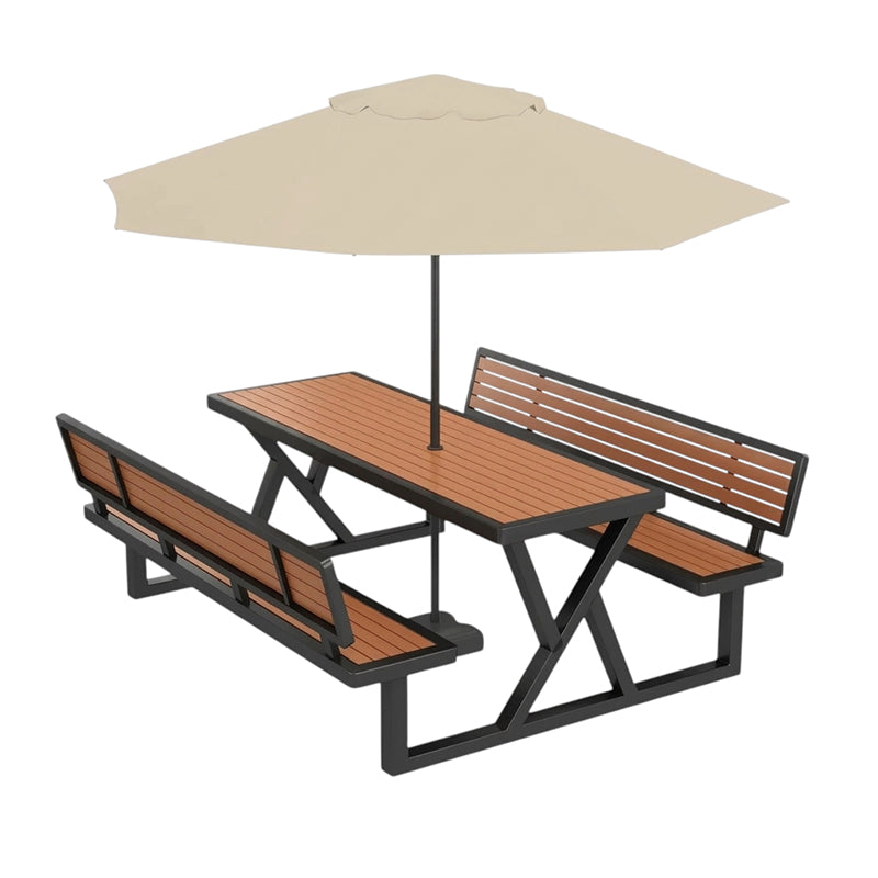 ArvionFurn Outdoor Table & Seating Set with Optional Umbrella, Weather-Resistant Patio Furniture, 120–180cm