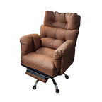 Ergonomic Reclining Office Chair with Footrest, 360° Swivel and Cat Scratch Resistant Leather