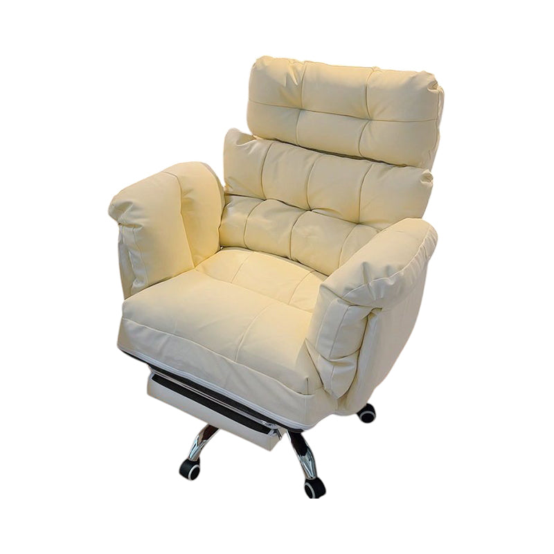 Ergonomic Reclining Office Chair with Footrest, 360° Swivel and Cat Scratch Resistant Leather