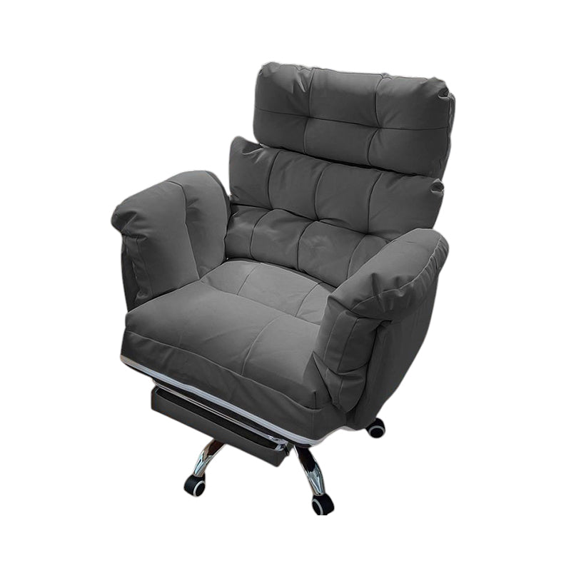 Ergonomic Reclining Office Chair with Footrest, 360° Swivel and Cat Scratch Resistant Leather