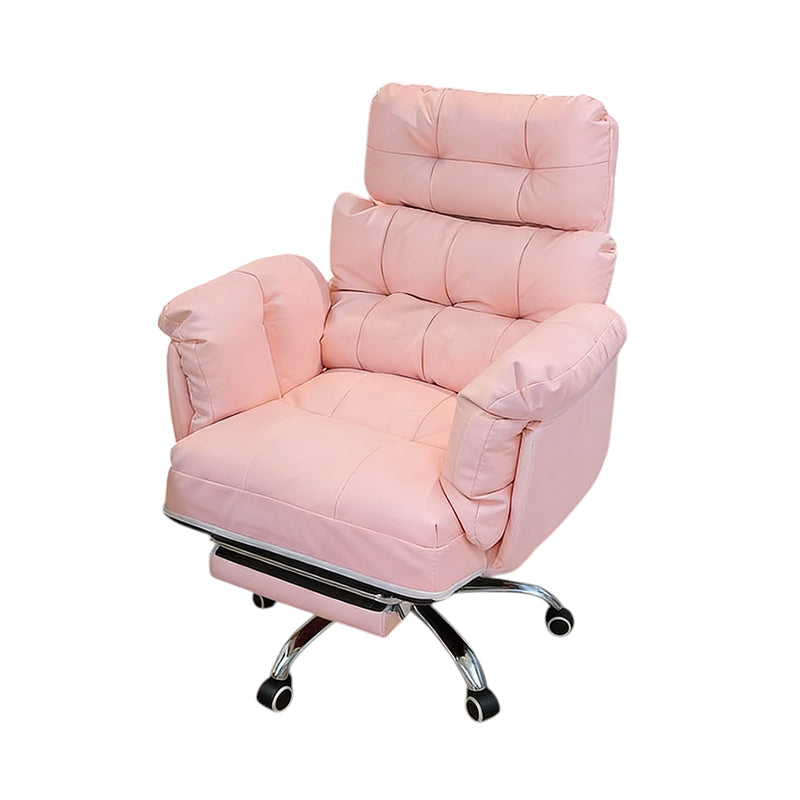 Ergonomic Reclining Office Chair with Footrest, 360° Swivel and Cat Scratch Resistant Leather