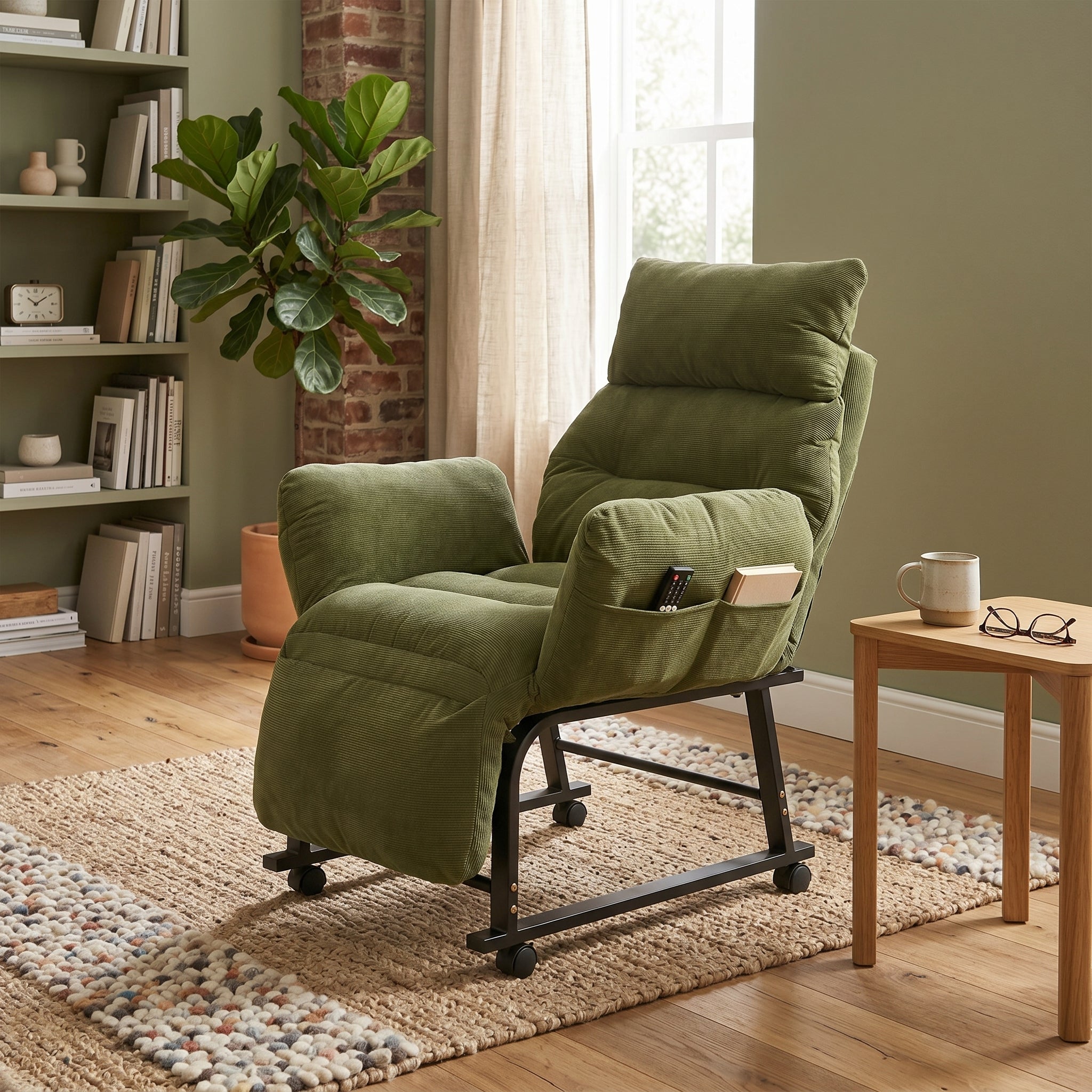 Foldable Recliner Chair with Footrest Office Lazy Sofa Bed Chair
