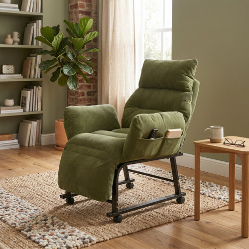 Foldable Recliner Chair with Footrest Office Lazy Sofa Bed Chair