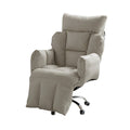 Lounge Computer Chair with Ottoman, Tech Fabric or Scratch-Resistant Faux Leather, Gray & White